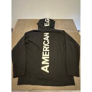 Vintage Y2K American Eagle Full Zip XXL Mens hoodie Black Back Spellout